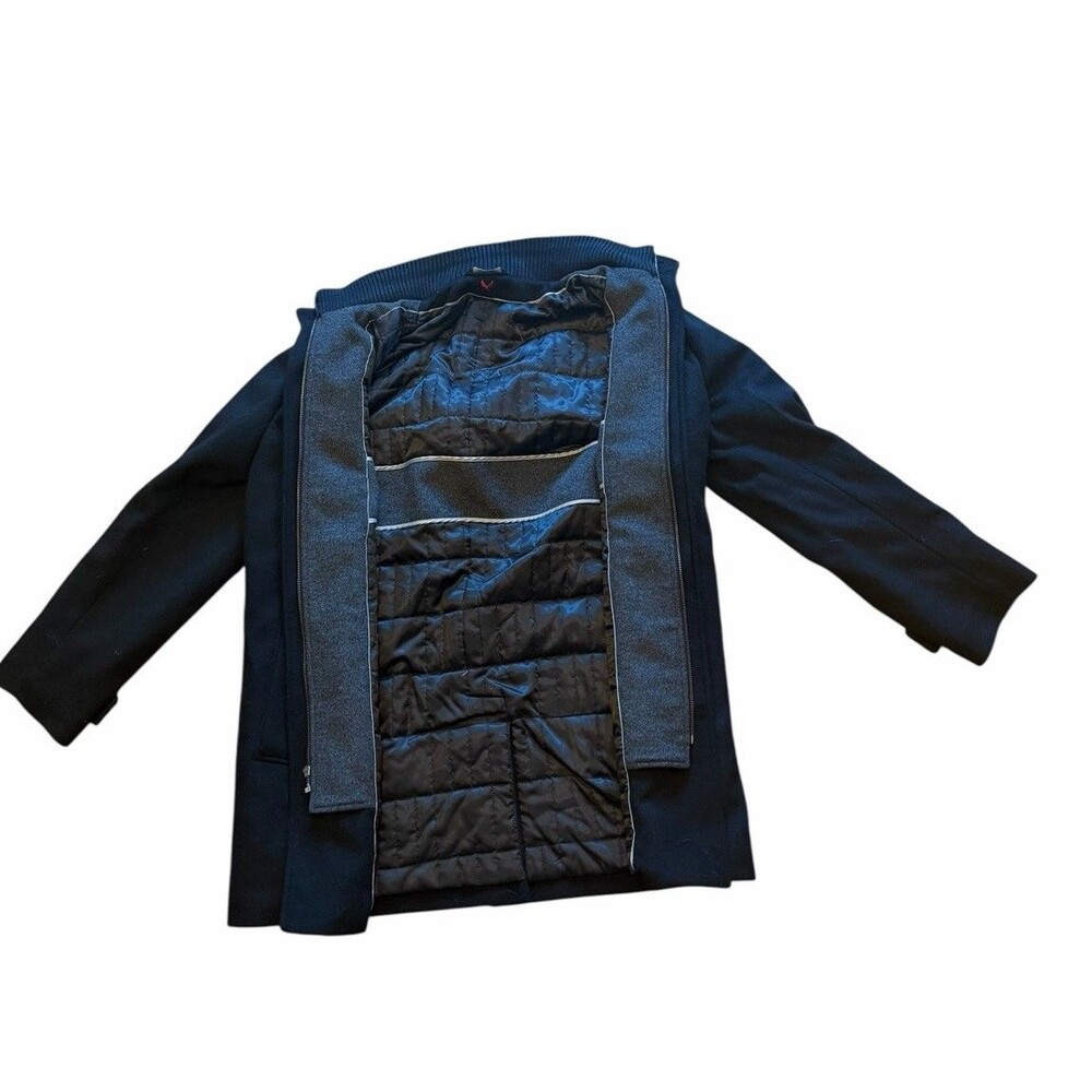 Cardinal Of Canada Mens Black Double Mock Neck Remove Bib 100%Wool Car Coat 40 - Picture 7 of 16